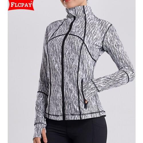 Womens Quick-Drying Zipper Fitness Top Yoga Belt Finger Cots Running Long-Sleeved Jacket Fitness Running Workout Sports Jacket
