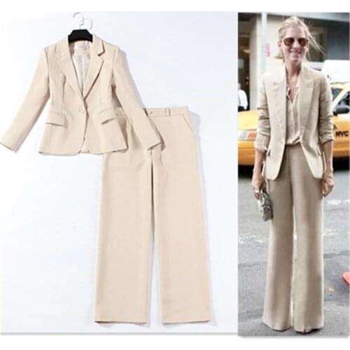 Suit sets women fall winter New fashion suit professional self-cultivation short suit lady commuting high waist wide leg pants