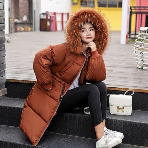 2019 Winter New Pattern Korean Leisure Time Long Fund Down Cotton Woman Clothes Self-cultivation Thickening Cotton-padded Coat