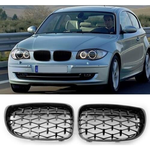 1 Pair Glossy Black Kidney Grilles Replacement Outdoor Parts Diamond Front Personal Car Accessories for BMW E87 08-11