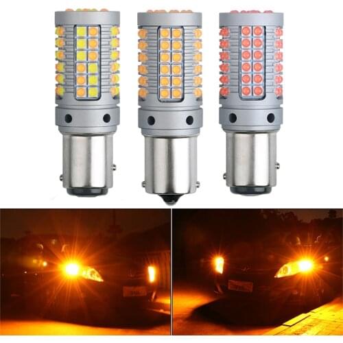 1PC 1156 BA15S P21W 1157 BAY15D LED Bulb 3030 69 Chips T20 7440 W21W 7443 WY21W Auto Turn Signal Lights Dual Color White Yellow