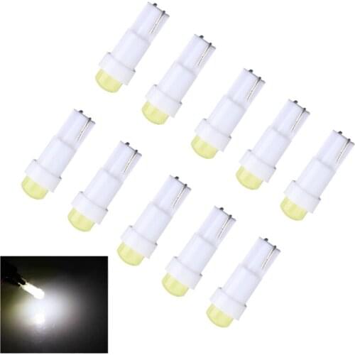 10 Pcs Set T5 1 COB LED Dashboard Licence Plate Speed Wedge Light Car Bulb