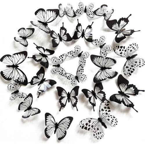 12/24pcs PVC 3d Butterfly wall decor cute Butterflies wall stickers art Decals home Decoration room wall art