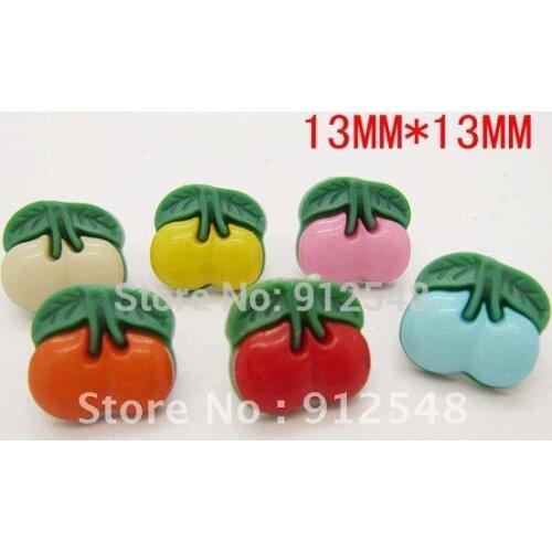 13mm 100pcs Cherry plastic buttons flower buttons for children garment ,yt002
