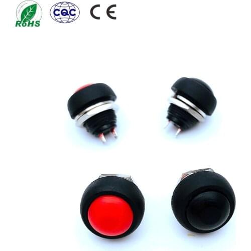 20pcs DIY Mini PBS-33B 12mm Momentary Waterproof Push Button Switch Horn Red Black 1A 250V Self-reset