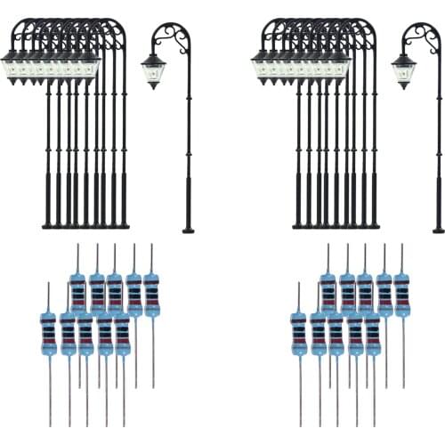 20x Model Railroad Train Lamppost 2.48inch Street White Lights HO Scale LEDs