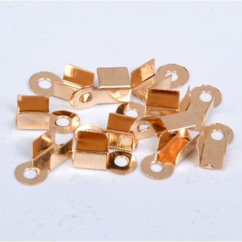 2x6mm 4X9mm Crimp Beads Cove Clasps Cord End Caps String Ribbon Leather Clip Foldover DIY Necklace Connectors Jewelry Findings