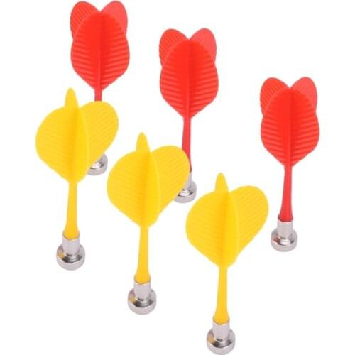 6 Pcs Bullseye Target Red Yellow Plastic Wing Magnetic Darts Needle