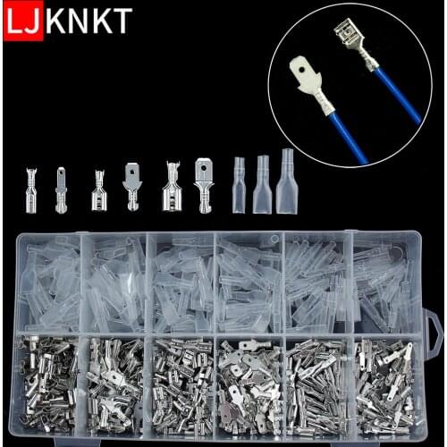 450PCSFemale Male Insulated Wire Connector Electrical Spade Crimp Terminals with Insulating Sleeve Assortment Kit 2.8/4.8/6.3mm