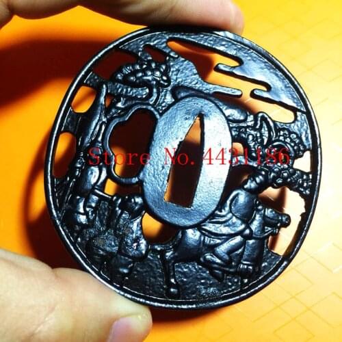 Free Shipping DIY Sword Fitting Iron Tsuba Hand Guard for Japanese Samurai Katana or Wakizashi Delicate Metal Craft