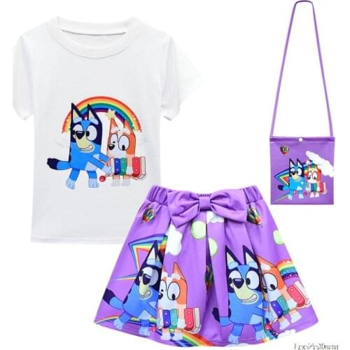 Cartoon Bluey Kids Dresses With Tops For Girls Princess Cosplay for Children Bluey Dress Costume for Kid little Girls dresses