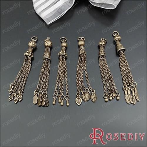 Length 65-75mm Antique Bronze Metal Tassels Alloy Charms Pendants Diy Jewelry Findings Different Styles 5 or 6 pieces (JM6820)