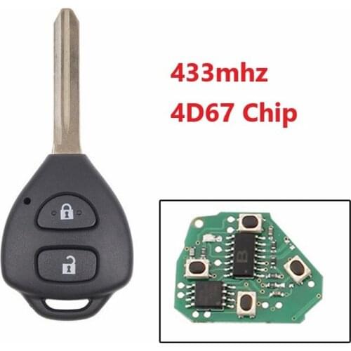2 Buttons Remote Car Key Fob For Toyota RAV4 2006 2007 2008 2009 2010 433MHz 4D67 Chip TOY47 Blade Uncut