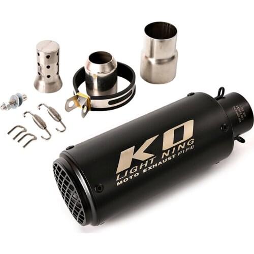 Black 60.5 mm Motorcycle Exhaust Muffler Pipe Stainless Steel Exhaust Tips with Removable Db Killer Escape 245mm Dirt Bike ATV