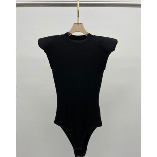 Quality Summer High Women Black Casual Rompers Female Cotton Bobysuits Jumpsuits Rmsx 4.26