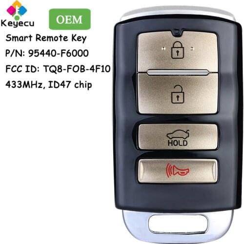 KEYECU 95440-F6000 TQ8-FOB-4F10 OEM Smart Remote Car Key With 4 Buttons 433MHz ID47 Chip - FOB for Kia Cadenza 2017 2018 2019