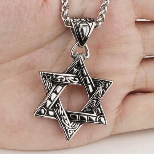 Fashion Magen Star of David Cross Pendant & Necklace Silver Color Stainless Steel Women/Men Chain Israel Jewish Jewelry