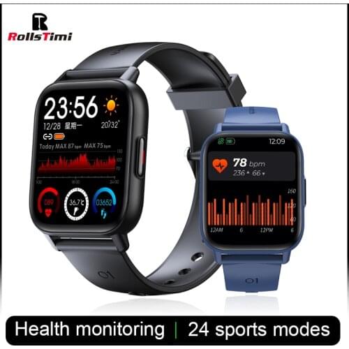Rollstimi Full touch Mens Smart Watch Wristband Sports Heart Rate Monitor Waterproof Bluetooth For ios Android Fitness Tracker