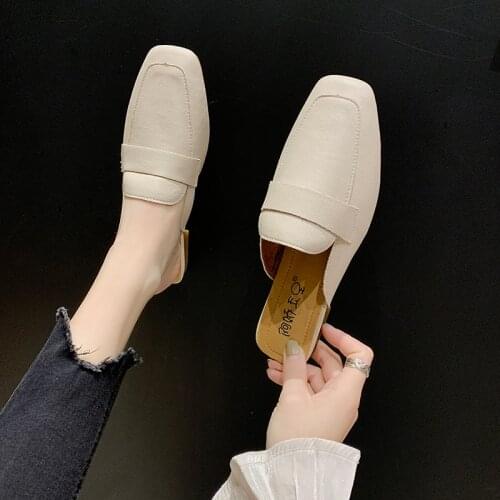 Square Toe Mules Slippers Women Shoes Casual Summer Autumn Fashion Slip On Flats Sandals Jelly Slides Holiday Beach Shoes Anti