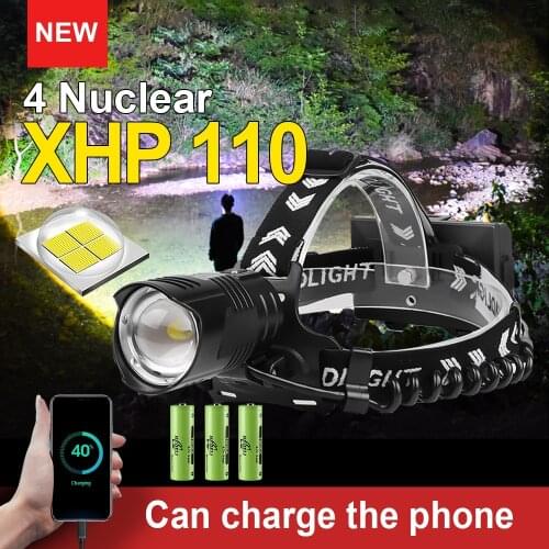 Most powerful XHP110 Led headlamp 18650 XHP90 Led Headlight USB Rechargeable Head Flashlight Head Lamp Torch Light Fishing Lamp