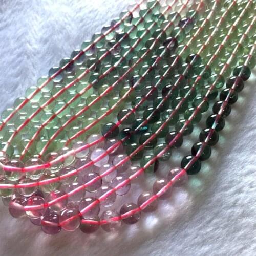 Genuine Natural AAA High Quality Multi Color Clear Blue Green Pink Purple Fluorite Semi-precious stones Round Beads 15" 05874