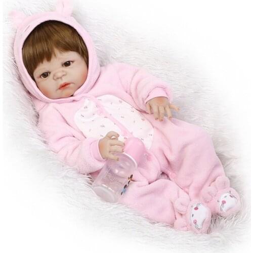 New 57cm Full Silicone Baby Doll NPK 100% Handmade Reborn Babies Lifelike Girl Body For Kids Christmas or Birthday Xmas Gift