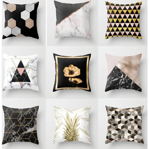 New Style Bronze Velvet Pillow Simple Geometry Bedside Cushion Home Decoration Back Cushion Home Decor Pillow Case 45x45cm