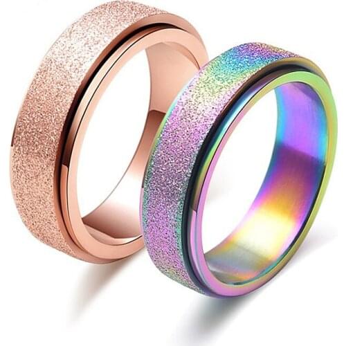 New Style Stress Release Rotation Ring Fashion Frosted Titanium Steel Couple Finger Ring Jewelry Wommen Men Daily Wear Gift