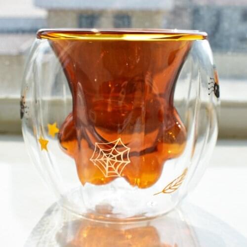 New High Boron Silicon Heat-resistant Glass Double Cup Cartoon Cat Home Office Couple Milk Cup Glass Drinkware Shot Glass