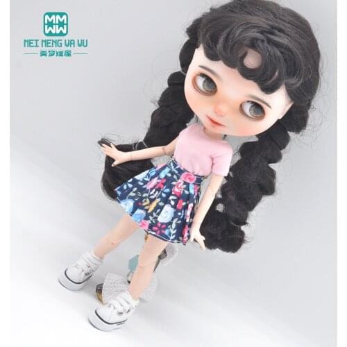 1pcs Blyth Doll Clothes White T-shirt, pleated skirt, sneakers for Blyth Azone OB23 OB24 1/6 doll accessories