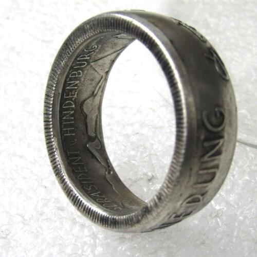 Silver Plated German 1933 Commemorative Coin Ring Size 10-15