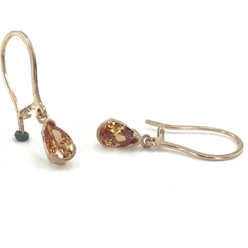 Everyday Mengüç Lock Tiny Drop Citrine Gemstone Silver Earrings