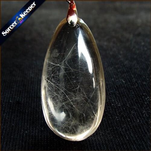 Rare Natural Quartz Gold Rutilated Garden Quartz Crystal Love Necklace Pendant natural minerals Fish Tank Beads PS273