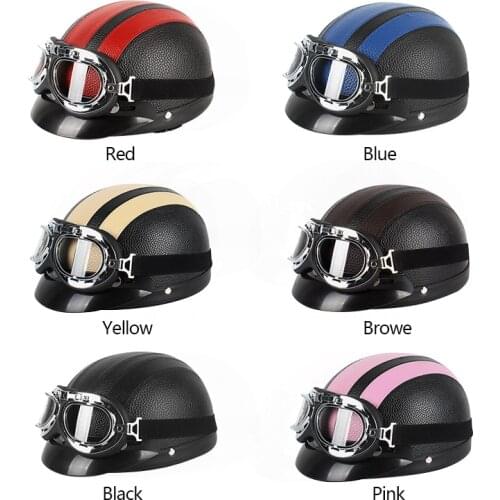 Saisika Half Motorcycle Helmet Open Face Electric Bicycle Goggles Visor for Scooter Cycling Touring vintage Harley Helmet