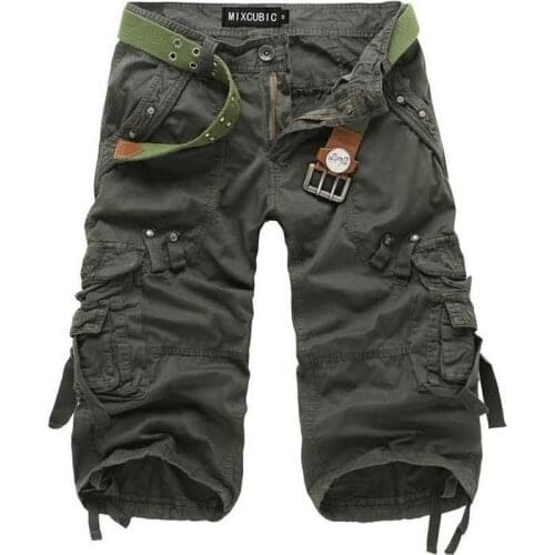 Calf-length Solid Color Multi-pocket Men Shorts Shorts for Men Mens Clothing Shorts for Men Summer Cargo Shorts