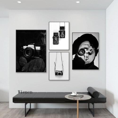 Nordic Minimalism Poster Back and White Vintage Camera Man Canvas Painting Picture for Living Room Modern Home Decor Wall Art