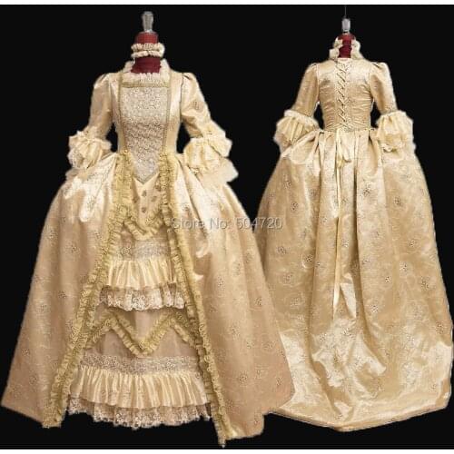 Tailored!NEW Royal Printing LACE French Duchess Queen Princess Marie Antoinette Theatre Civil war Victorian dress HL-303