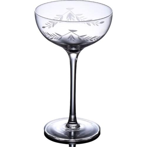Japanese-Style Crystal Carved Wide-Mouth Wine Glass Cocktail Champagne Goblet Margaret Cup Bar Glassware