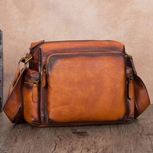 Vintage Leather Mens Shoulder Messenger Bag Male Large Capacity Crossbody Bags Retro,crossbody Bag Cross Square Slit Pocket