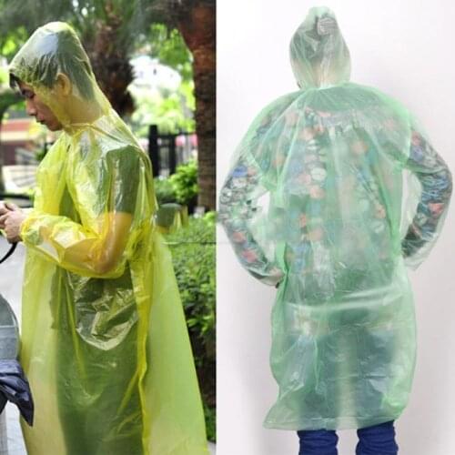 2 Pcs Waterproof Disposable Adult Emergency Raincoat Hood Poncho Camping Plastic Raincoat Christmas Gift