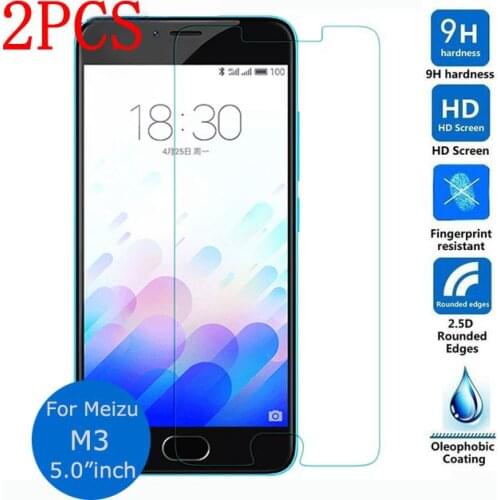 2PCS Tempered Glass For Meizu M3 Screen Protector protective film For Blue Charm 3 M3mini 5.0 inch Glass
