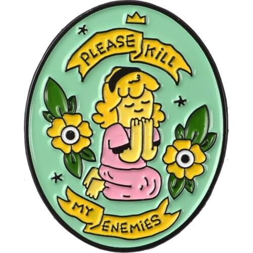 Praying Girl Brooch For Backpacks Enamel Pin Shirt Collar Pins Mental Broche for Women Badge Pines Brooches Jewelry Accessories