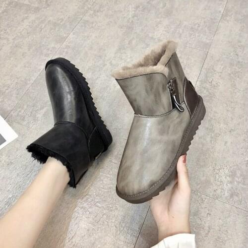 2019 Vogue Snow Boots Women Warm Winter Shoes Soft Sole Thick Plush Antiskid Ankle Boot zipper Woolen Boot Solid Casual O4-42