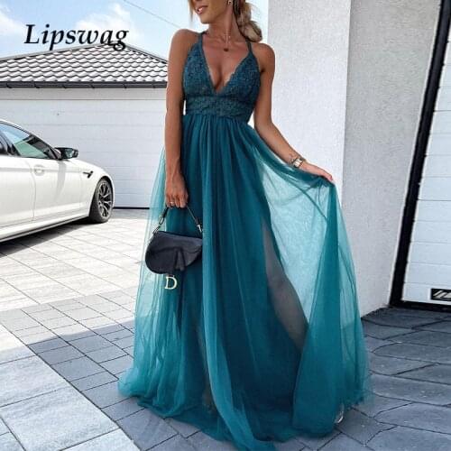 Women Elegant Embroidery Wrap Party Dresses Sexy V Neck Lace Mesh Long Dress Summer Fashion Solid Off Shoulder Maxi Dress Ladies