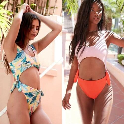 US Womens Floral Patch Color Print Style One Piece Bikini Push Up Padded Bra Summer Swimsuit Bathing Suit Beachwear S-XL