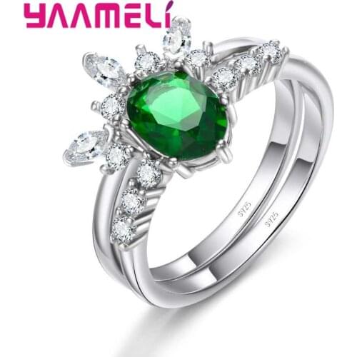 Big Discount 2 Finger Rings For Women Female 925 Sterling Silver Hot Selling Cubic Zirconia Crystal Jewelry Accessories