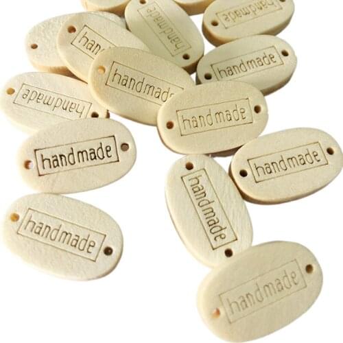 20pcs Wooden Handmade Buttons DIY Craft Sewing Button Decorative with 2 Holes Wood Button for Sewing Scrapbook Card Making