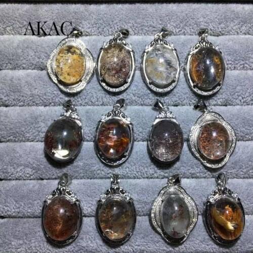 5pendants AKAC natural phantom quartz white copper pendant send randomly