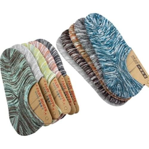 5pairs Women Boat Socks Vintage Stripe Gradient Funny Funny Cute Girl Socks Summer Spring Cotton Sock Slippers Female Sock Meia