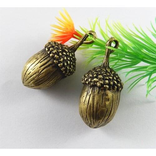 5pieces)Creative Bronze Alloy Acorns Necklace Pendant Bracelet Charms 40*18mm Vintage Jewelry Accessories Handmade Crafts 52300